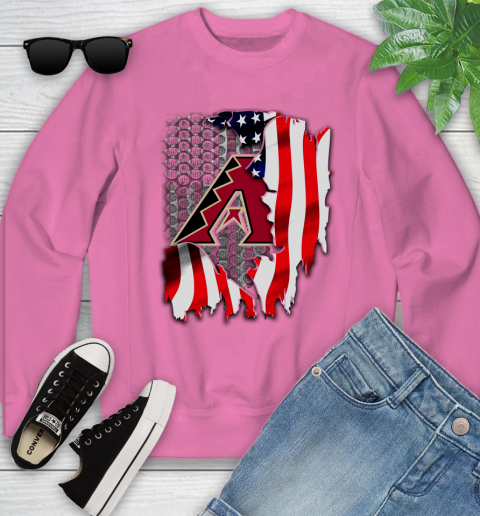 Arizona Diamondbacks MLB Baseball American Flag Youth Sweatshirt 6