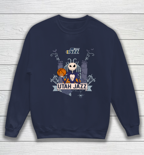 NBA Utah Jazz Basketball Jack Skellington Halloween Sweatshirt 2