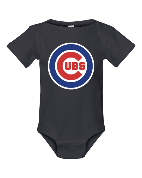 Custom MLB Chicago Cubs Logo Short Sleeve Baby Infant Bodysuit
