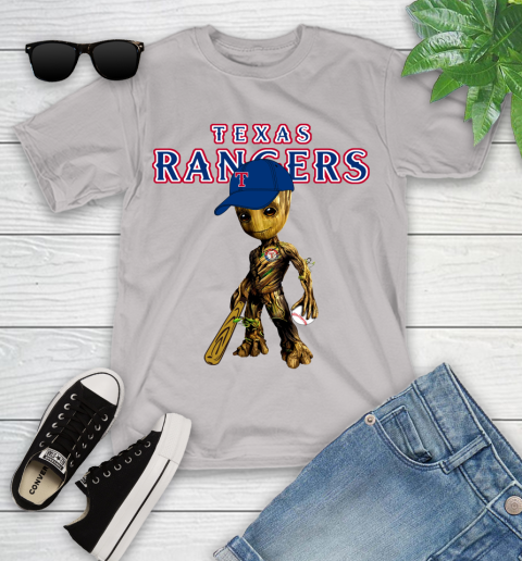 MLB Texas Rangers Groot Guardians Of The Galaxy Baseball Youth T-Shirt 12