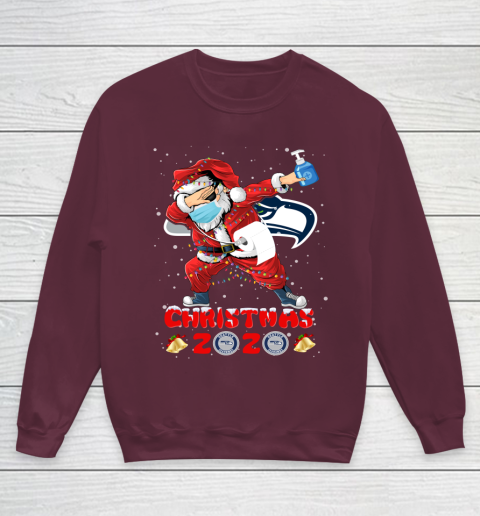 Seattle Seahawks Funny Santa Claus Dabbing Christmas 2020 NFL Youth Sweatshirt 4