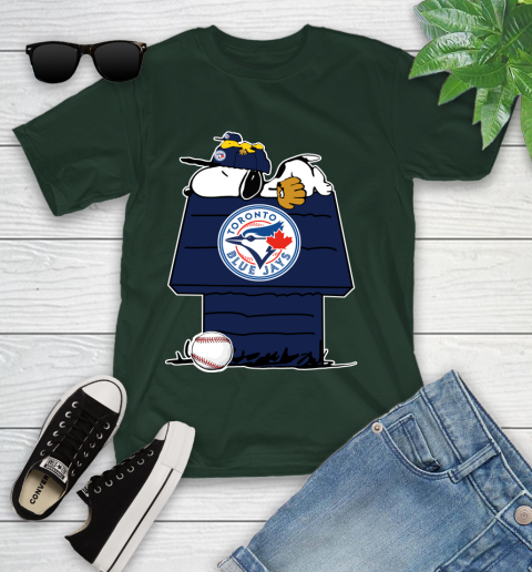 MLB Toronto Blue Jays Snoopy Woodstock The Peanuts Movie Baseball T Shirt Youth T-Shirt 5