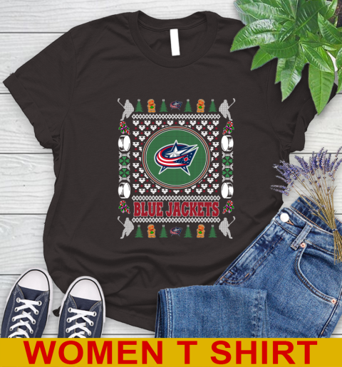 Columbus Blue Jackets Merry Christmas NHL Hockey Loyal Fan Women's T-Shirt 9