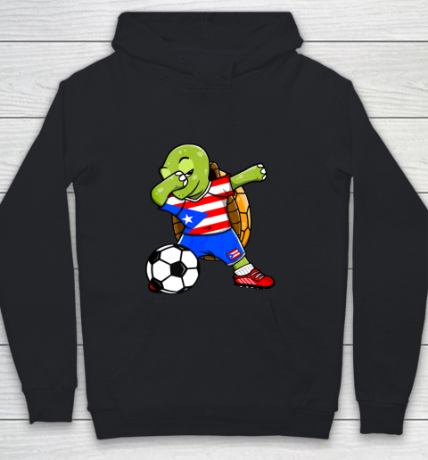 Dabbing Turtle Puerto Rico Soccer Fans Jersey Flag Football Youth Hoodie