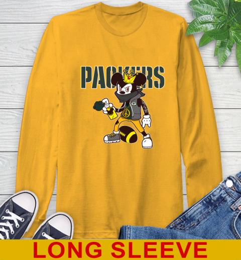 Green Bay Packers NFL Football Mickey Peace Sign Sports Long Sleeve T-Shirt 3