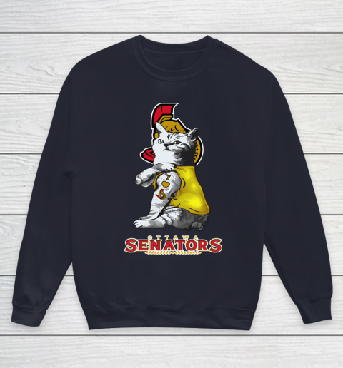 NHL My Cat Loves Ottawa Senators Hockey Youth Sweatshirt 2