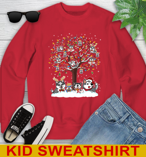 Husky dog pet lover light christmas tree shirt 115
