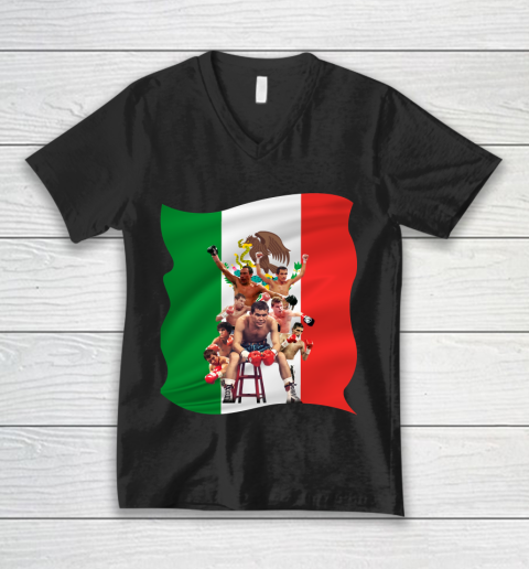 Canelo Alvarez World Champion Mexico Flag V-Neck T-Shirt
