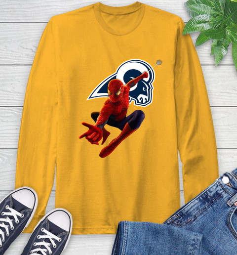 NFL Spider Man Avengers Endgame Football Los Angeles Rams Long Sleeve T-Shirt 3
