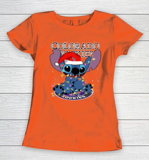 Colorado Rockies MLB noel stitch Baseball Christmas Women's T-Shirt 2