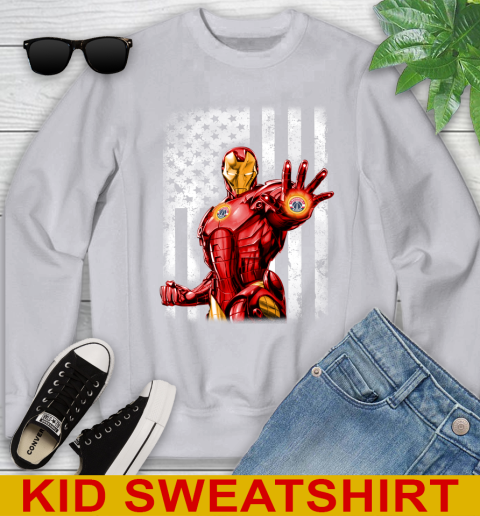 Washington Wizards NBA Basketball Iron Man Avengers American Flag Shirt Youth Sweatshirt - Image 4