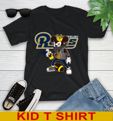 Los Angeles Rams NFL Football Mickey Peace Sign Sports Youth T-Shirt 2