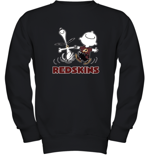 Snoopy And Charlie Brown Happy Washington Redskins Fans Youth Sweatshirt