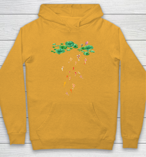 Watercolor Japanese Koi Fish Goldfish Lily Pad Lotus Leaf Beauty Hoodie 2