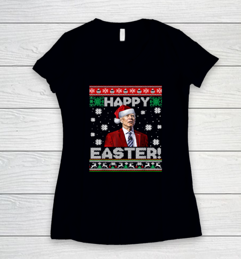 Joe Biden Happy Easter Ugly Christmas Women's V-Neck T-Shirt
