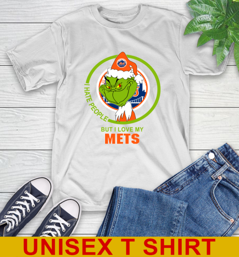 New York Mets MLB Christmas Grinch I Hate People But I Love My Favorite Baseball Team T-Shirt