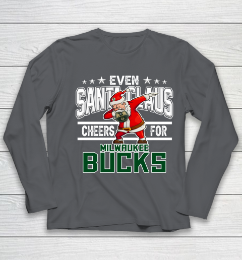 Milwaukee Bucks Even Santa Claus Cheers For Christmas NBA Youth Long Sleeve 6