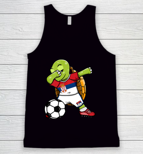 Dabbing Turtle Serbia Soccer Fans Jersey Serbian Football Tank Top