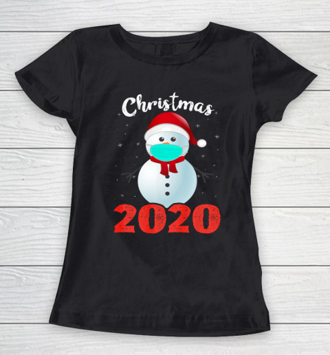 Merry Christmas 2020 Snowman in Mask Pajama snowflakes Xmas Women's T-Shirt