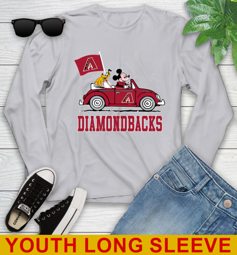 MLB Baseball Arizona Diamondbacks Pluto Mickey Driving Disney Shirt Youth Long Sleeve 6