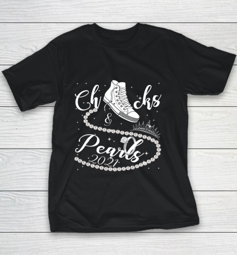 Chucks and Pearls 2021 HBCU Black Girl Magic White Gift Youth T-Shirt