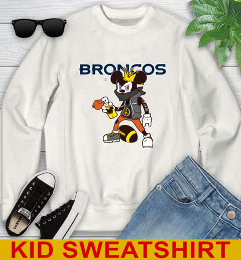 Denver Broncos NFL Football Mickey Peace Sign Sports Youth Sweatshirt