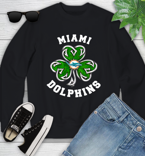 NFL Miami Dolphins Three Leaf Clover St Patrick's Day Football Sports Youth Sweatshirt