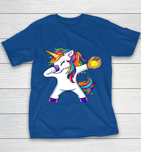 Dabbing Unicorn Softball T Shirt Funny Dab Gift Youth T-Shirt 8