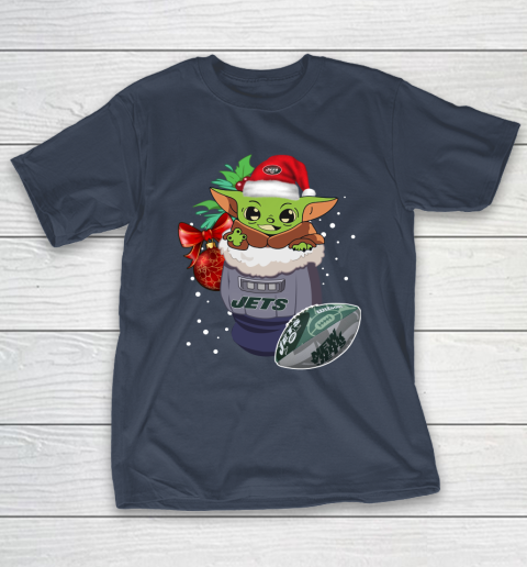 New York Jets Christmas Baby Yoda Star Wars Funny Happy NFL T-Shirt 5