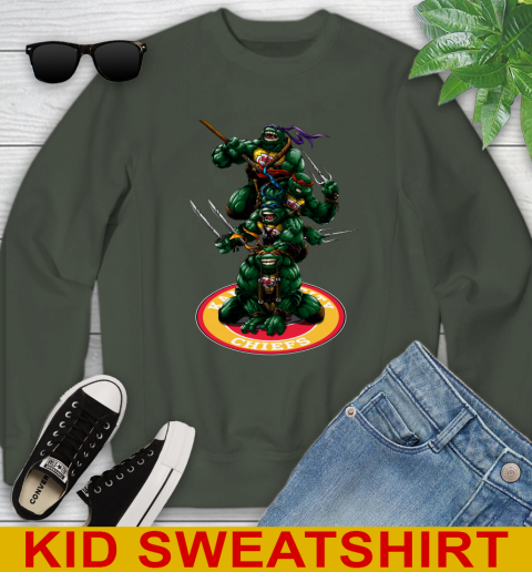 NFL Football Kansas City Chiefs Teenage Mutant Ninja Turtles Shirt Youth Sweatshirt 9
