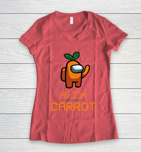 Among Us Shirt IM CARROT ORANGE AMONG A7 Women's V-Neck T-Shirt 3