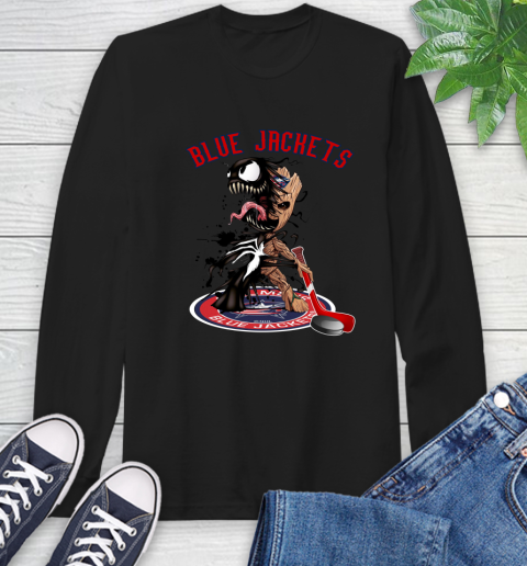 NHL Columbus Blue Jackets Hockey Venom Groot Guardians Of The Galaxy Long Sleeve T-Shirt 2