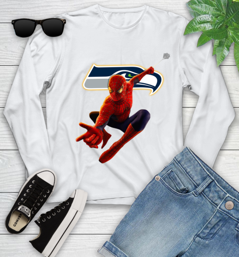NFL Spider Man Avengers Endgame Football Seattle Seahawks Youth Long Sleeve