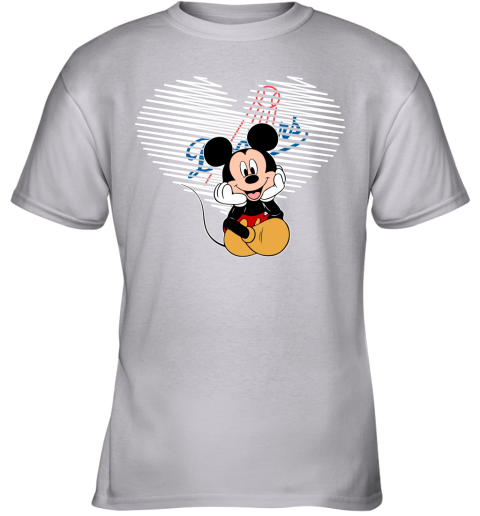 MLB Los Angeles Dodgers The Heart Mickey Mouse Disney Baseball T Shirt_000  Women's T-Shirt