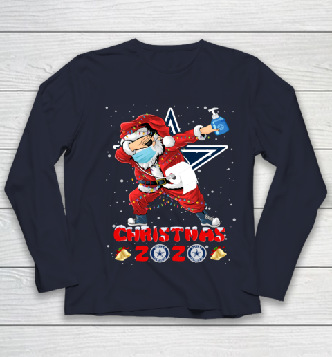 Dallas Cowboys Funny Santa Claus Dabbing Christmas 2020 NFL Youth Long Sleeve 2