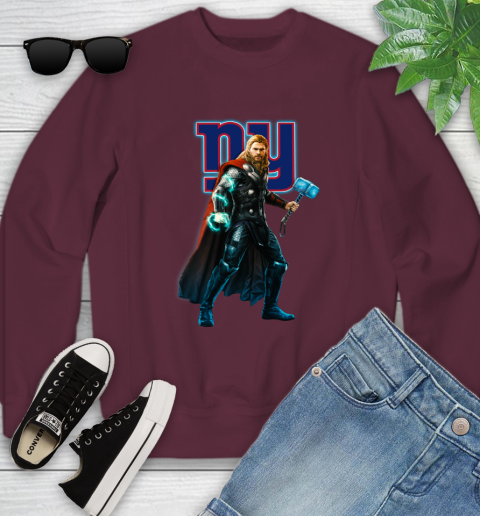 NFL Thor Avengers Endgame Football New York Giants Youth Sweatshirt 5
