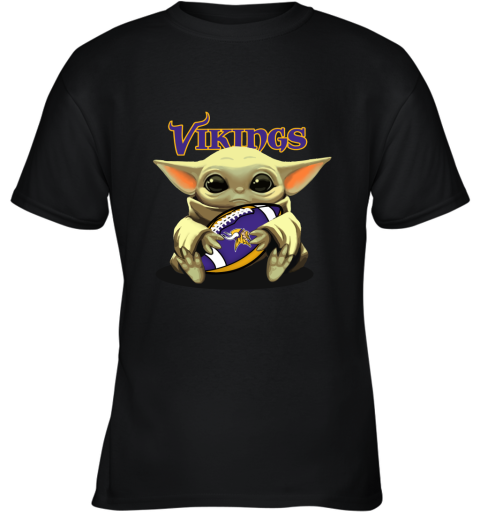 Baby Yoda Loves The Minnesota Vikings Star Wars NFL Youth T-Shirt