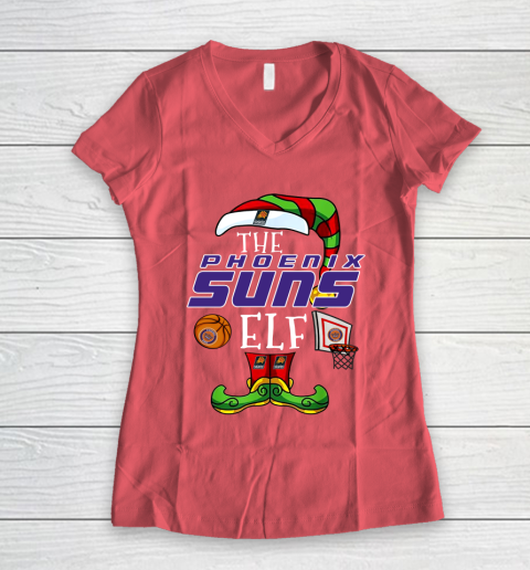 Phoenix Suns Christmas ELF Funny NBA Women's V-Neck T-Shirt 4