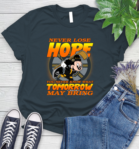 Boston Bruins NHL Hockey ootball Mickey Disney Never Lose Hope Women's T-Shirt 11