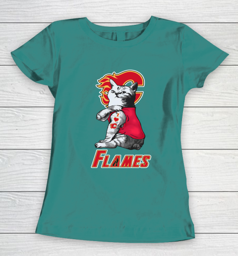 NHL My Cat Loves Calgary Flames Hockey Women's T-Shirt 10