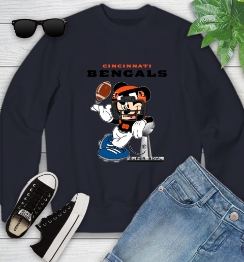 NFL Cincinnati Bengals Mickey Mouse Disney Super Bowl Football T Shirt Youth Sweatshirt 3