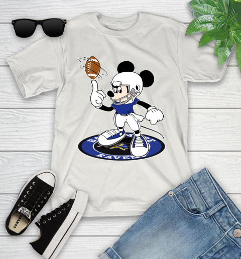 NFL Football Baltimore Ravens Cheerful Mickey Disney Shirt Youth T-Shirt 12