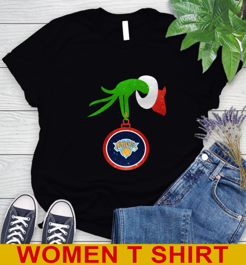 New York Knicks Grinch Merry Christmas NBA Basketball Women's T-Shirt - Image 3