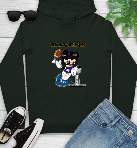 NFL Baltimore Ravens Mickey Mouse Disney Super Bowl Football T Shirt Youth Hoodie 13