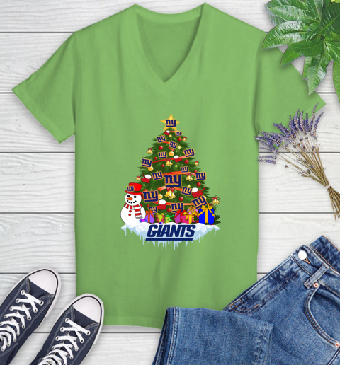 New York Giants Merry Christmas NFL Football Sports Women's V-Neck T-Shirt 11
