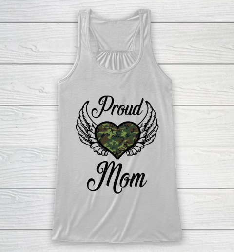 Mother's Day Funny Gift Ideas Apparel  Proud Military Mom Proud Army Mom presents military mom gift Racerback Tank