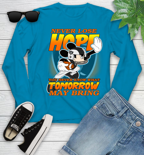Oakland Raiders NFL Football Mickey Disney Never Lose Hope Youth Long Sleeve 8