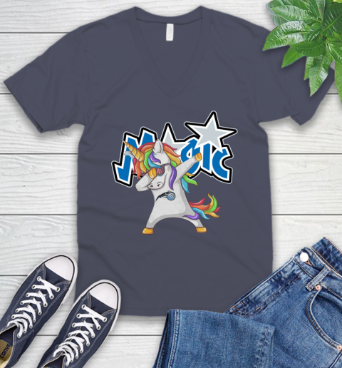 Orlando Magic NBA Basketball Funny Unicorn Dabbing Sports V-Neck T-Shirt 9