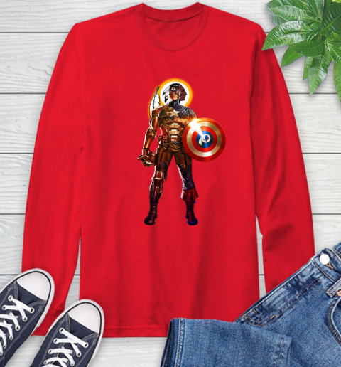 NFL Captain America Marvel Avengers Endgame Football Sports Washington Redskins Long Sleeve T-Shirt 10