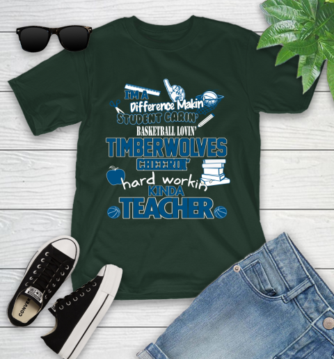 Minnesota Timberwolves NBA I'm A Difference Making Student Caring Basketball Loving Kinda Teacher Youth T-Shirt 5